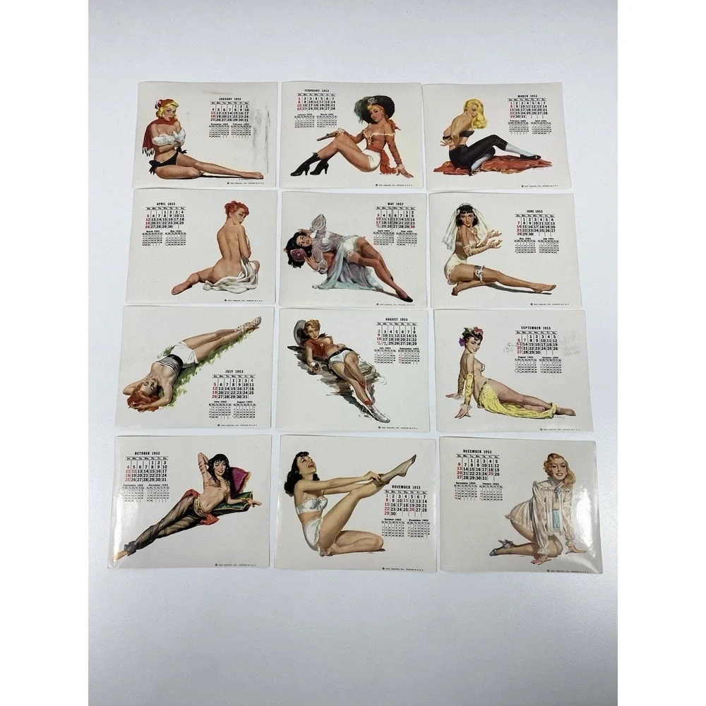 1953 Esquire Magazine Desktop Pinup‎ Calendar Holder ~ 12 Months